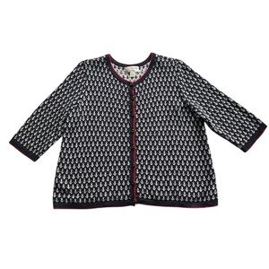 CJ Banks Anchor Navy Cardigan with White and Red Trim Nautical Coastal Size 1X